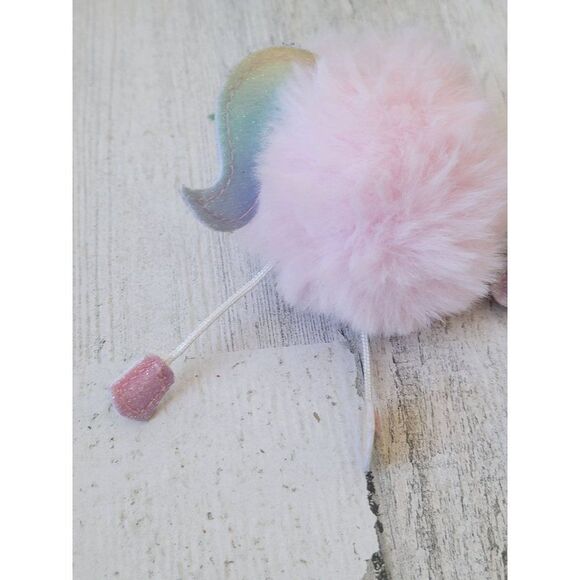 Plush glitter unicorn puff ball keychain accessory toy - Picture 5 of 5